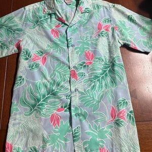 Vintage California Rainbow Tropical Green and Pink Men's Shirt Size S